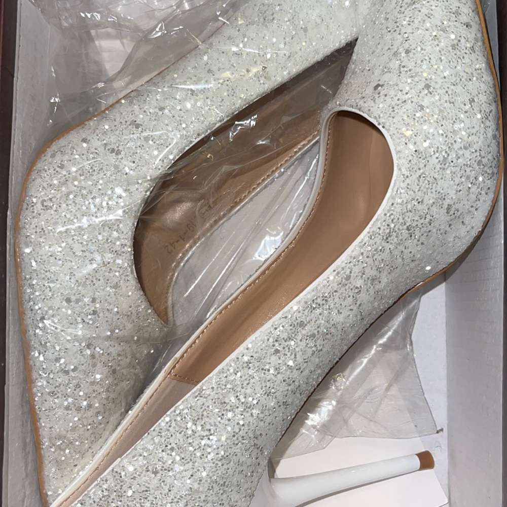 White Sparkle White High Heels